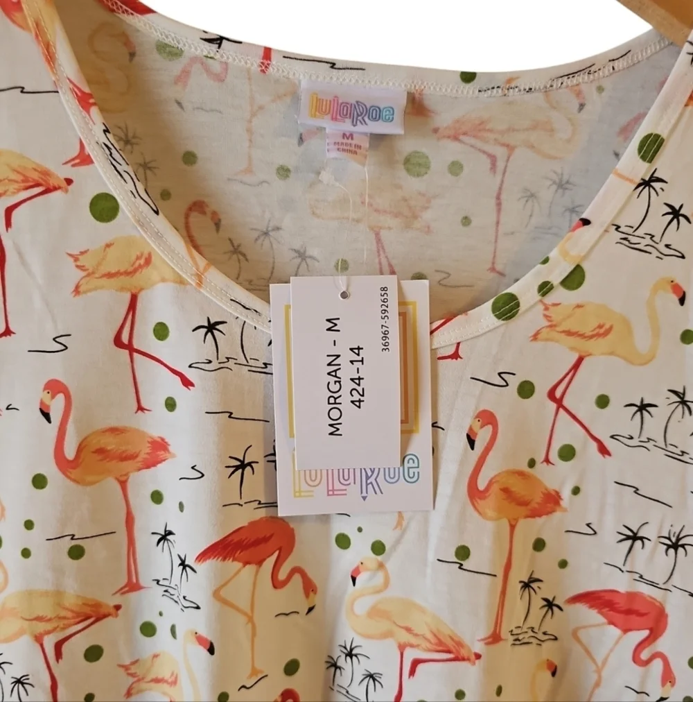 Lularoe sz medium rare Flamingo Morgan Flare tee shirt new with tags WT331 - Picture 6 of 7